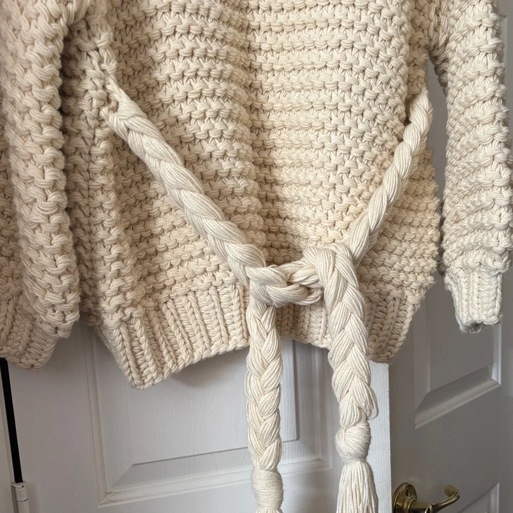 Anthropologie Cream Chunky Knit Cardigan - Picture 4 of 6